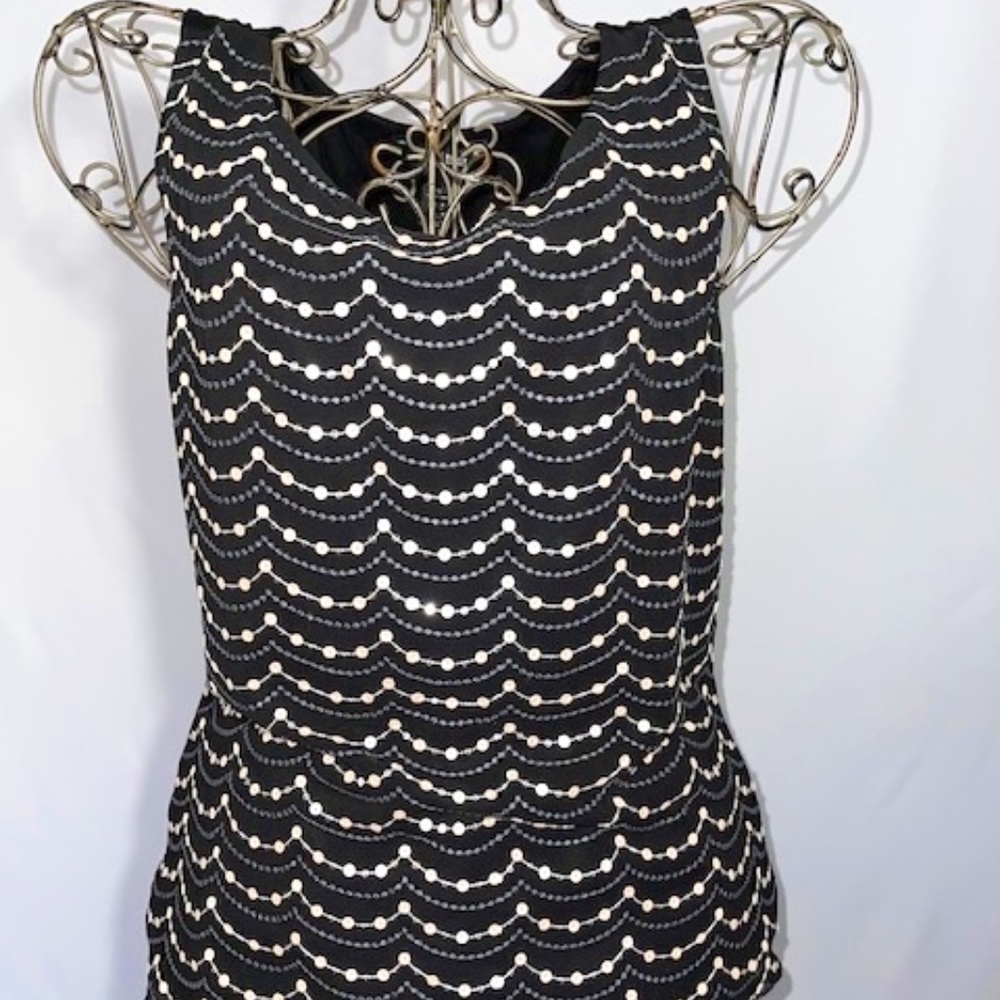 Black White House Black Market Sleeveless Blouse